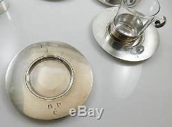 RARE Tiffany & Co Sterling Silver Set Demitasse Cups Saucers Johnson Estate 1940