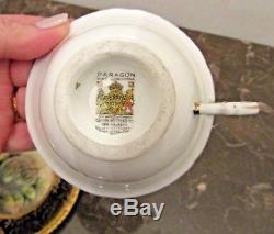 RARE! Vintage Hand Painted Paragon Demi-Tasse Cup & Saucer Set Rose Buds