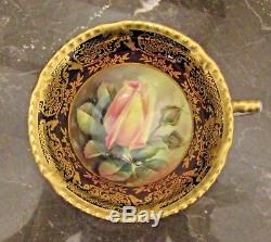 RARE! Vintage Hand Painted Paragon Demi-Tasse Tea Cup & Saucer Set Rose Buds