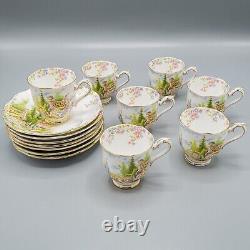 READ Royal Albert Kentish Rockery Demitasse Cups and Saucers Set of 7 -FREE SHIP