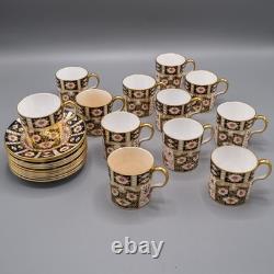 READ Royal Crown Derby Traditional Imari 12 Demitasse Cups & 11 Saucers