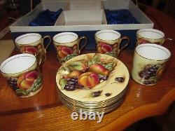 REDUCED Aynsley Orchard Gold expresso demitasse set fine English bone china