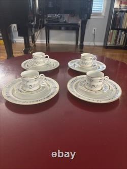 RETIRED Tiffany & Co Moon River Set Of 4 Dessert Plates Demitasse Cups Saucers