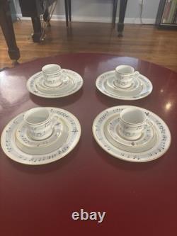 RETIRED Tiffany & Co Moon River Set Of 4 Dessert Plates Demitasse Cups Saucers
