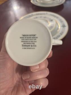 RETIRED Tiffany & Co Moon River Set Of 4 Dessert Plates Demitasse Cups Saucers