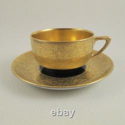 ROSENTHAL c1926 Cobalt and Heavy Gold Encrusted Porcelain Demitasse Cup & Saucer
