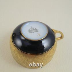 ROSENTHAL c1926 Cobalt and Heavy Gold Encrusted Porcelain Demitasse Cup & Saucer