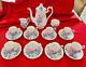 Royal Albert Bone China England Sweet Pea Coffee Pot & 8 Demitasse Cups/saucers