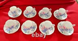 ROYAL ALBERT BONE CHINA ENGLAND Sweet Pea Coffee Pot & 8 Demitasse Cups/Saucers