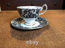 ROYAL ALBERT Demitasse Tea Cup & Saucer B / SENORITA Pattern BLACK LACE ROSE