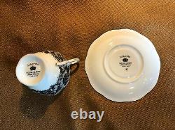 ROYAL ALBERT Demitasse Tea Cup & Saucer B / SENORITA Pattern BLACK LACE ROSE