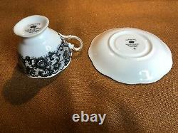 ROYAL ALBERT Demitasse Tea Cup & Saucer B / SENORITA Pattern BLACK LACE ROSE