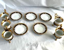 ROYAL CAFE 24K gold lot of 5 espresso-demitasse footed cup and saucer sets. MINT