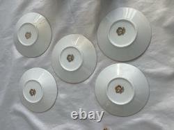ROYAL CAFE 24K gold lot of 5 espresso-demitasse footed cup and saucer sets. MINT
