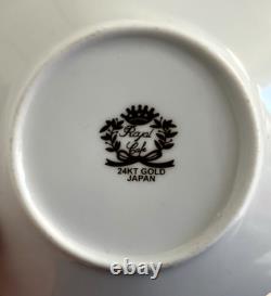 ROYAL CAFE 24K gold lot of 5 espresso-demitasse footed cup and saucer sets. MINT