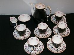 ROYAL CHELSEA Demitasse Set Coffee pot, S & C, 6 Cup & Saucers. ONE OF A KIND