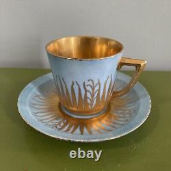 ROYAL COPENHAGEN Set 8 Vintage c. 1930s Denmark Demitasse Cups Saucers Gold RARE