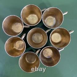 ROYAL COPENHAGEN Set 8 Vintage c. 1930s Denmark Demitasse Cups Saucers Gold RARE