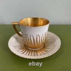 ROYAL COPENHAGEN Set 8 Vintage c. 1930s Denmark Demitasse Cups Saucers Gold RARE