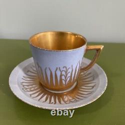 ROYAL COPENHAGEN Set 8 Vintage c. 1930s Denmark Demitasse Cups Saucers Gold RARE