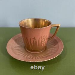 ROYAL COPENHAGEN Set 8 Vintage c. 1930s Denmark Demitasse Cups Saucers Gold RARE