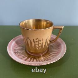 ROYAL COPENHAGEN Set 8 Vintage c. 1930s Denmark Demitasse Cups Saucers Gold RARE