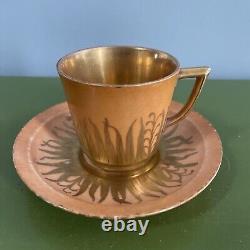 ROYAL COPENHAGEN Set 8 Vintage c. 1930s Denmark Demitasse Cups Saucers Gold RARE