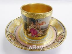 ROYAL VIENNA CUP & SAUCER Porcelain Demitasse Wagner RARE Gold #2 BEAUTIFUL