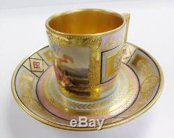 ROYAL VIENNA CUP & SAUCER Porcelain Demitasse Wagner RARE Gold #2 BEAUTIFUL