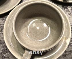 RUSSEL WRIGHT MCM MODERN GREY TEA /COFFEE POT SET w 4 DEMITASSE CUPS & SAUCERS