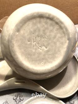 RUSSEL WRIGHT MCM MODERN GREY TEA /COFFEE POT SET w 4 DEMITASSE CUPS & SAUCERS