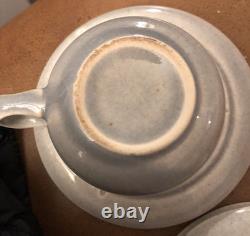 RUSSEL WRIGHT MCM MODERN GREY TEA /COFFEE POT SET w 4 DEMITASSE CUPS & SAUCERS
