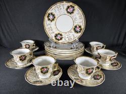 Rare 19th Century Wallendorf Porcelain Snack Demitasse Set Hand Painted 19 Pcs