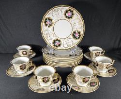 Rare 19th Century Wallendorf Porcelain Snack Demitasse Set Hand Painted 19 Pcs