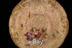 Rare Antique 1880 Doulton Burslem George White Floral Gold HPCabinet Demitasse C