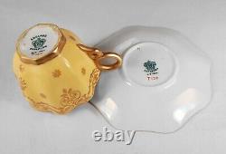 Rare Antique Coalport Raised Gold Enamel Jewels Demitasse Cup & Saucer