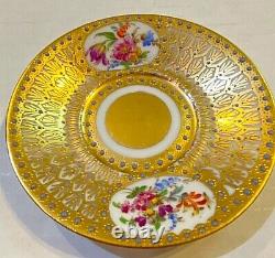 Rare Antique Dresden Demi / Demitasse Cup & Saucer Set Exquisite Gold Turquoise