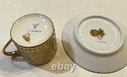 Rare Antique Dresden Demi / Demitasse Cup & Saucer Set Exquisite Gold Turquoise