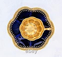 Rare Antique G. Dumas Fils Limoges Cobalt Demitasse Cup & Saucer Raised Gold