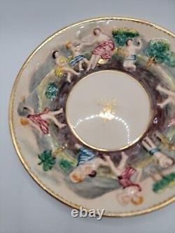 Rare Antique Italian Porcelain Capodimonte Demitasse Cups & Saucers Set
