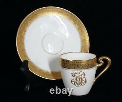Rare! Antique Lenox China C2 Gold Embossed Demi / Demitasse Cup & Saucer Set