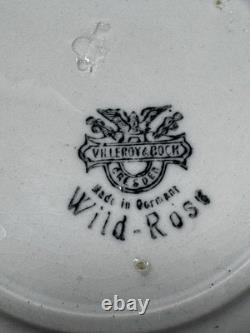 Rare Antique Villeroy & Boch Dresden Blue Wild-Rose Demitasse Cups & Saucers