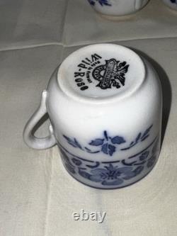 Rare Antique Villeroy & Boch Dresden Blue Wild-Rose Demitasse Cups & Saucers