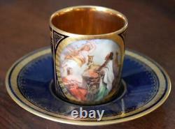 Rare Estate Demitasse Cup And Saucer Royal Vienna Hand Paintd Religious Scene