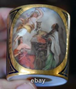 Rare Estate Demitasse Cup And Saucer Royal Vienna Hand Paintd Religious Scene