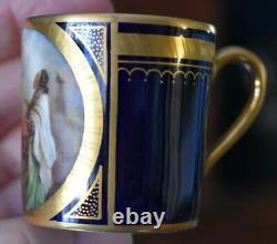 Rare Estate Demitasse Cup And Saucer Royal Vienna Hand Paintd Religious Scene