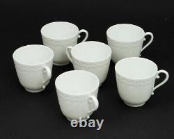 Rare! Giraud Limoges France'Corail White' Set of 6 Demitasse Cups and Saucers