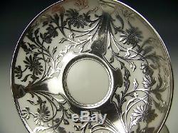 Rare Kpm Flower Silver Overlay Demitasse Cup Saucer