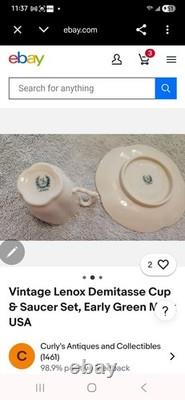Rare! Lenox Demitasse 10-pc. Green Stamp Esspresso Set Stunning Collectibles