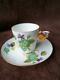 Rare Minton Violets Butterfly Handle Demitasse Trio Cup Saucer Plate C. 1870's